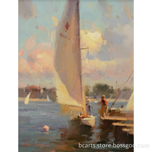 Interior decoration artwork beautiful sailing boats abstract paintings